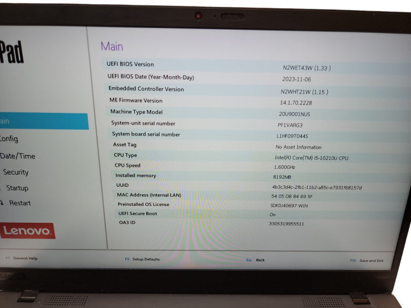 Lenovo ThinkPad X1 Carbon | i5-10210U @1.6GHz | 8GB DDR4 | 512GB SSD  Lap200