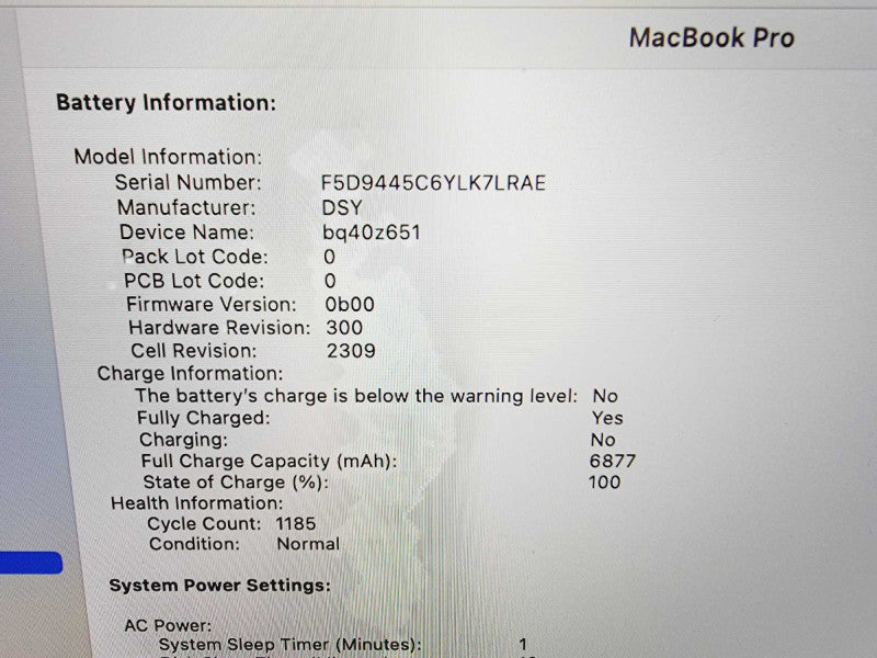 Apple Macbook Pro 2019 16" 6-Core i7-9750H @ 2.6GHz 16GB DDR4 512GB SSD Radeon Pro 5300 4GB (