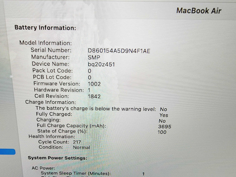 Apple Macbook Air Retina 2020 13" 4-Core i5-1030NG7 @ 1.1GHz 8GB DDR4 512GB SSD (