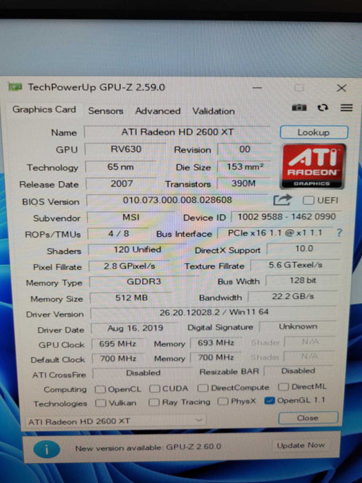 ATI Radeon HD 2600XT 512MB PCIE Q%