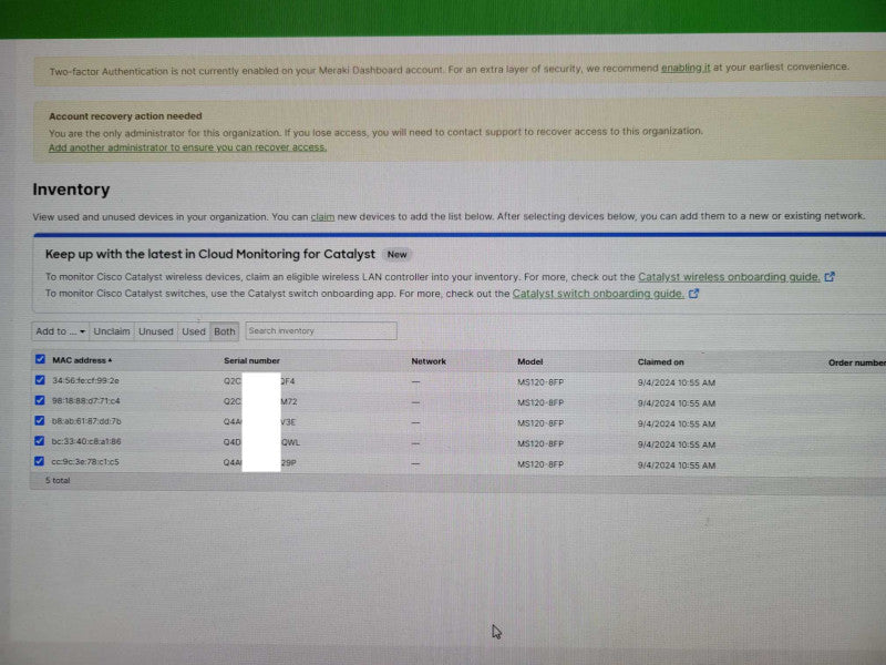 Cisco Meraki MS120-8FP 10 Ports Cloud Managed Switch Unclaimed Q_