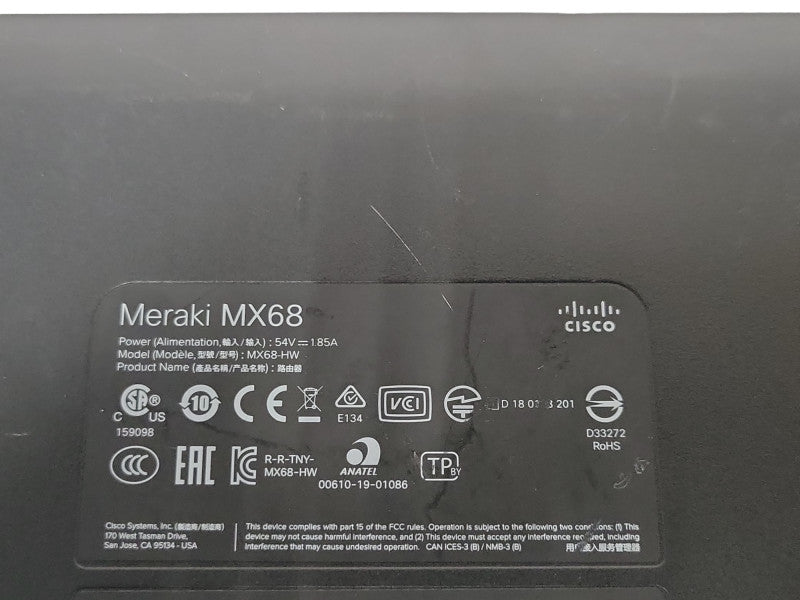 Cisco Meraki MX68 MX68-HW Cloud Managed Security Appliance, Unclaimed _