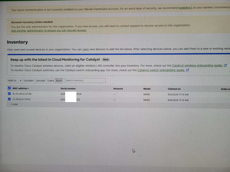 Cisco Meraki MX68 MX68-HW Cloud Managed Security Appliance, Unclaimed _