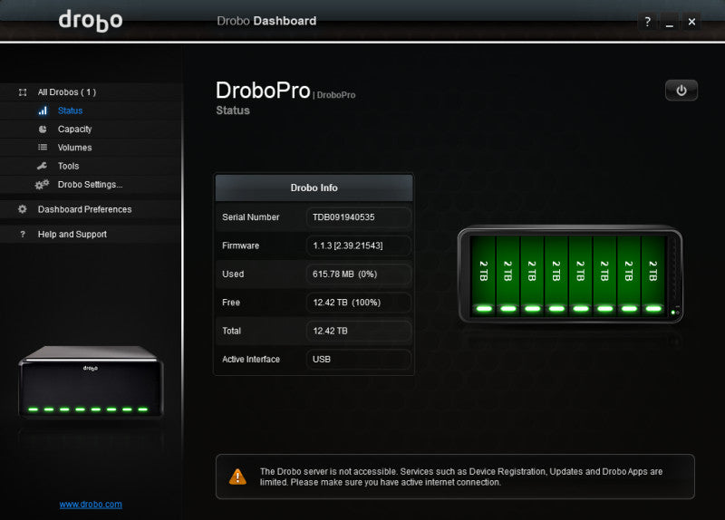 Drobo Pro DRPR1-A NAS 8-Bay Storage Array, 8x 2TB HDDs