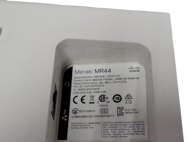 Cisco Meraki MR44-HW 2.5GHz Wireless Access Point, UNCLAIMED Q_