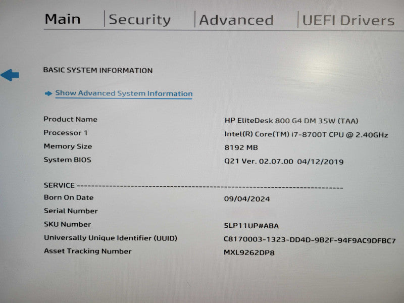 HP EliteDesk 800 G4 USFF, i7-8700T 2.40GHz , 8GB DDR4, 512GB NVMe !