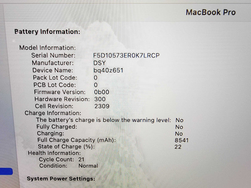 Apple Macbook Pro 2019 16" 6-Core i7-9750H @ 2.6GHz 32GB DDR4 512GB SSD Radeon Pro 5300M 4GB (