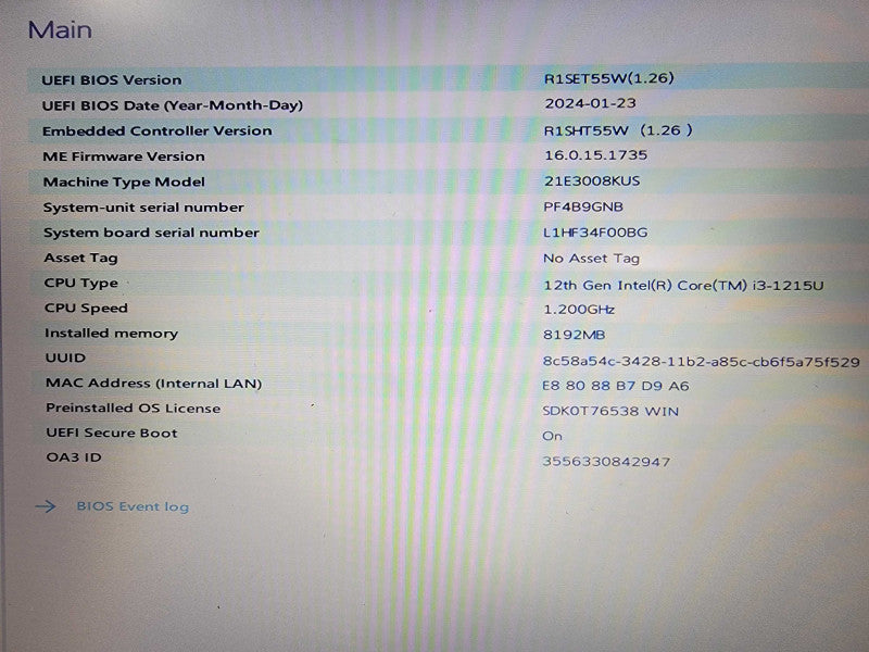 Lenovo ThinkPad E14 Gen4 | i3-1215U @1.2GHz | 8GB RAM | 256GB SSD  Lap200