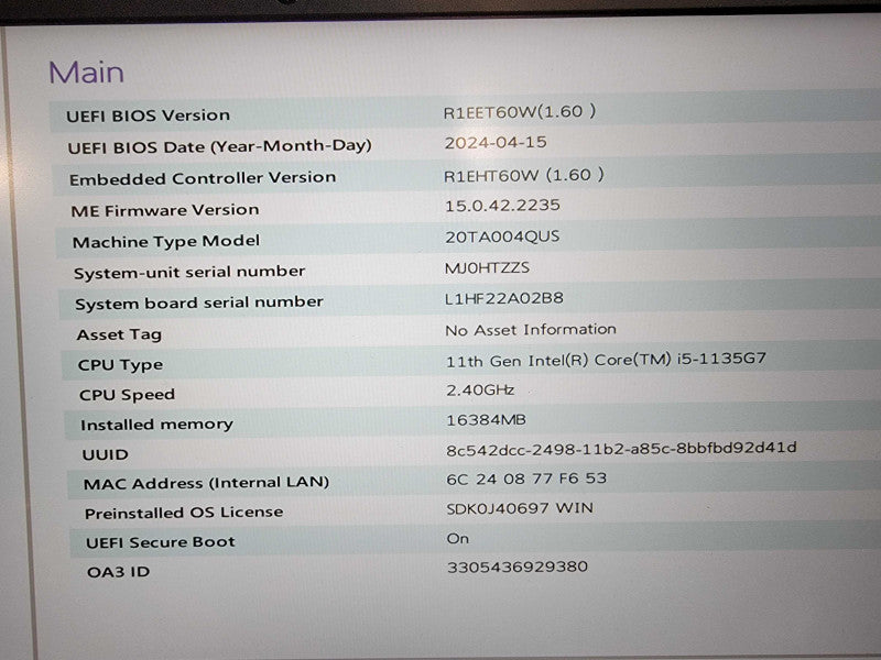 Lenovo ThinkPad E14 Gen2 | i5-1135G7 @2.4GHz | 16GB DDR4 | 256GB SSD  Lap200