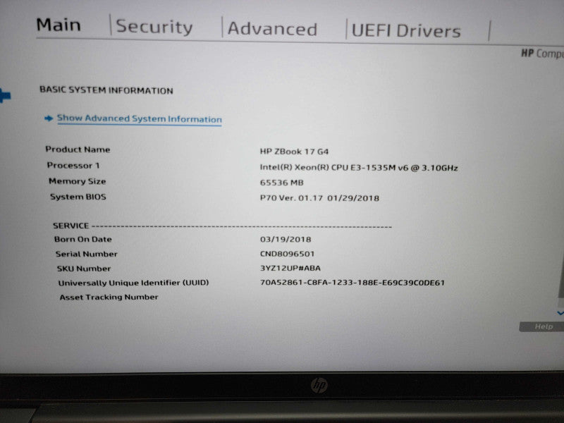 HP ZBook 17 G4 | Xeon E3-1535M @3.1GHz | 64GB DDR4 | 256GB SSD - READ  Lap200
