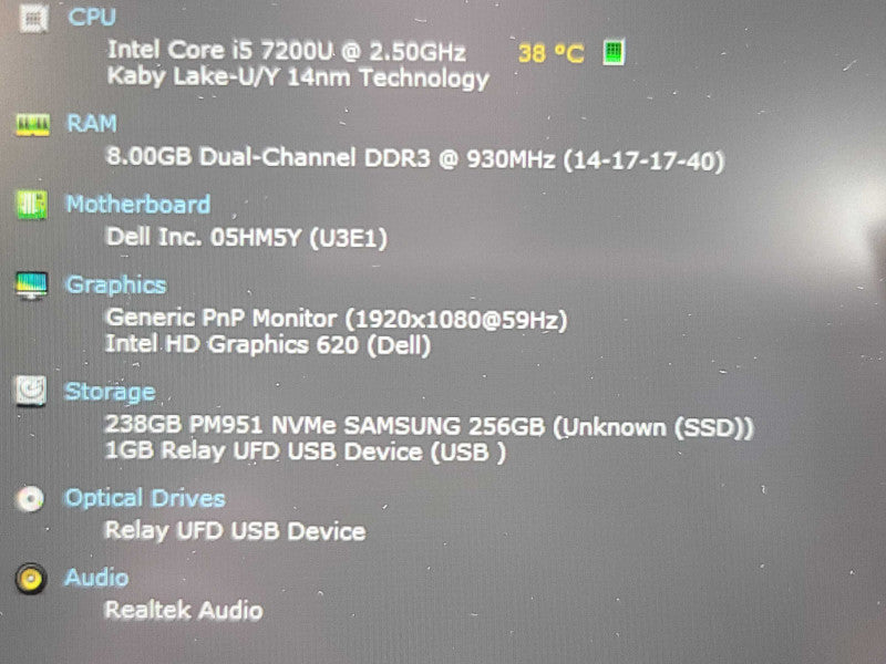Dell XPS 13 9360| i5-7200U| 8GB DDR3L| 256GB SSD | READ β BudLap