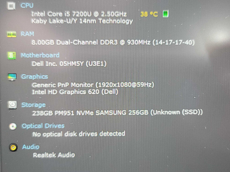 Dell XPS 13 9360| i5-7200U| 8GB DDR3L| 256B SSD | READ β BudLap β BudLap