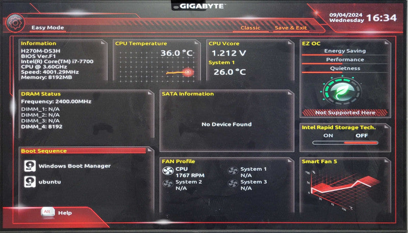 GIGABYTE H270M-DS3H, i7-7700 3.60GHz, No RAM, No HDD, No I/O Shield
