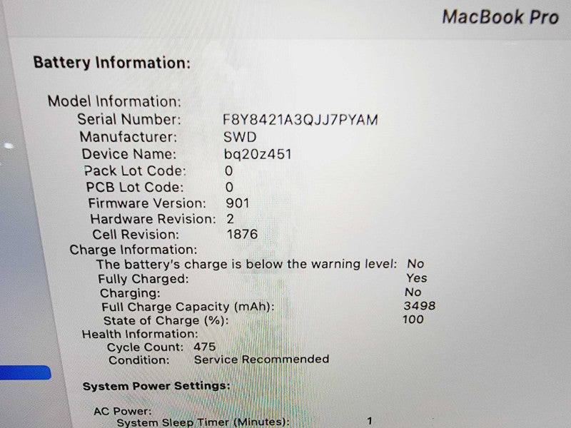 Apple Macbook Pro 2018 13" 4-Core i5-8259U @ 2.3GHz 16GB DDR3 512GB SSD (