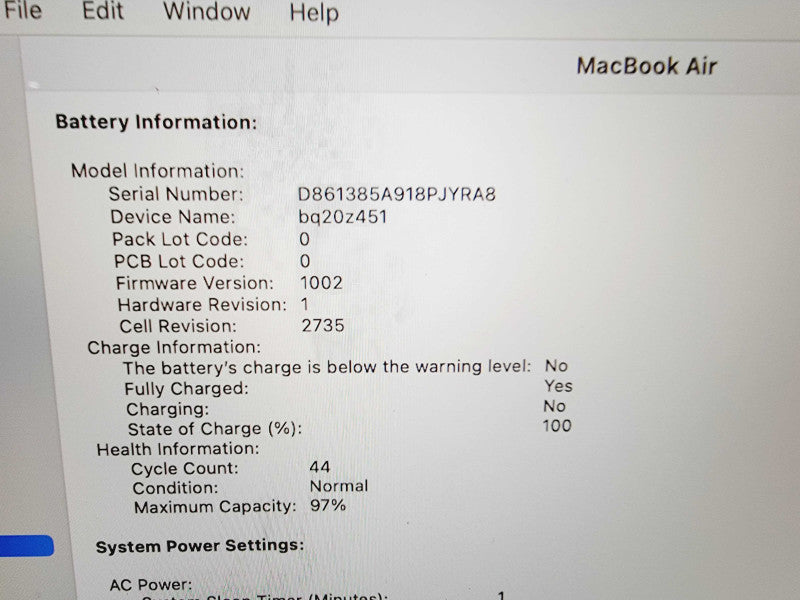 Apple Macbook Air 2020 13" 8-Core M1 @ 3.2GHz 8GB Ram 256GB SSD (