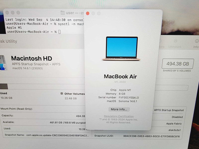 Apple Macbook Air 2020 13" 8-Core M1 @ 3.2GHz 8GB Ram 256GB SSD (