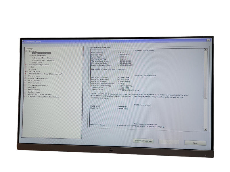 Dell OptiPlex 5070 USFF i5 - 9500 CPU @ 2.20GHz 16GB DDR4 Ram  θ
