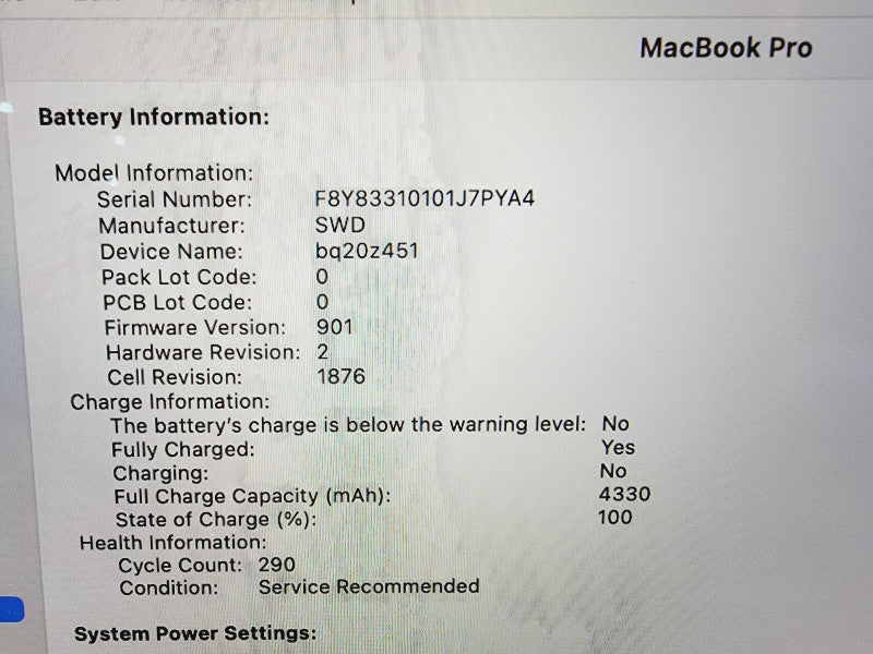 Apple Macbook Pro 2018 13" 4-Core i5-8259U @ 2.3GHz 16GB DDR3 512GB SSD (