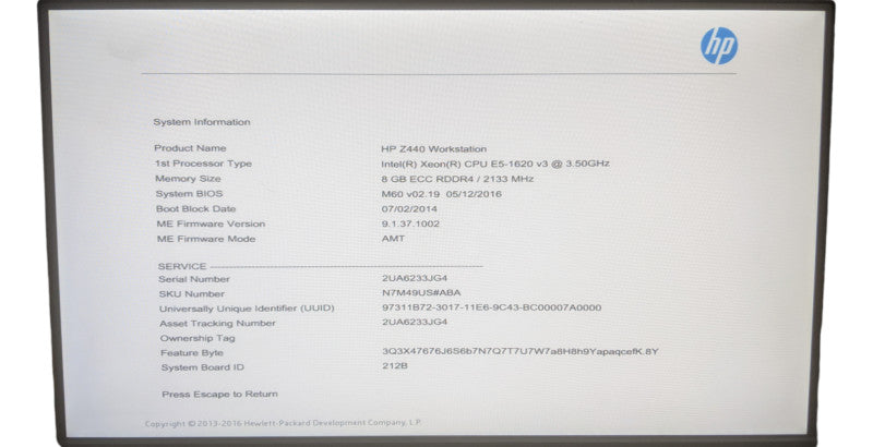 HP Z440 Workstation | Xeon E5-1620 v3 | 8GB DDR4 | No HDD | Quadro K620