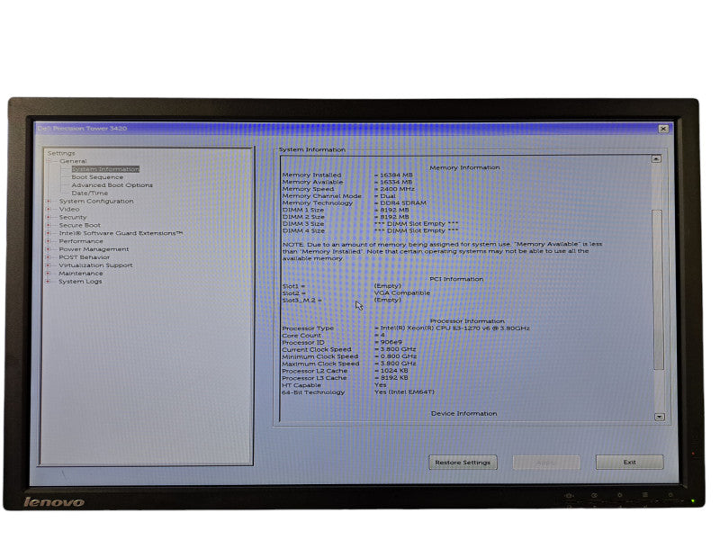 Dell Precision 3420 SFF | Xeon E3-1270 v6 @ 3.80GHz 4C, 16GB DDR4, No HDD/OS