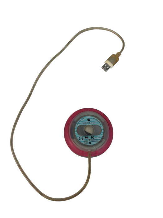 Vintage Apple Macintosh Single Button HockeyPuck Pink RollerBall Mouse M4848 =