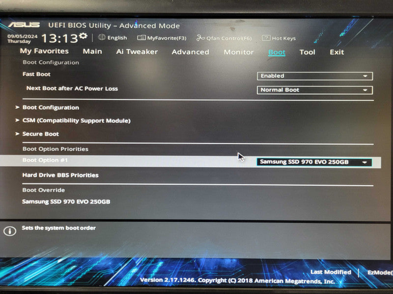 Asus Prime B350M-A Board with AMD Ryzen7 1700 CPU 8GB DDR4 RAM 250GB SSD _