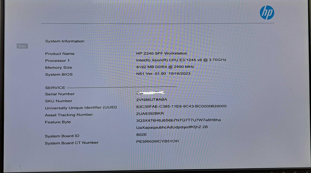 HP Z240 SFF Workstation | Xeon E3-1245 v6 @ 3.70GHz, 8GB DDR4, No HDD/OS Q