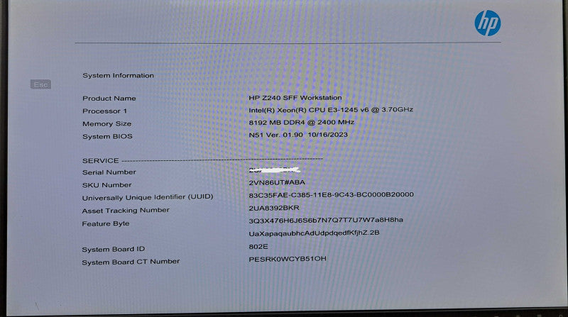 HP Z240 SFF Workstation | Xeon E3-1245 v6 @ 3.70GHz, 8GB DDR4, 256GB NVMe Q