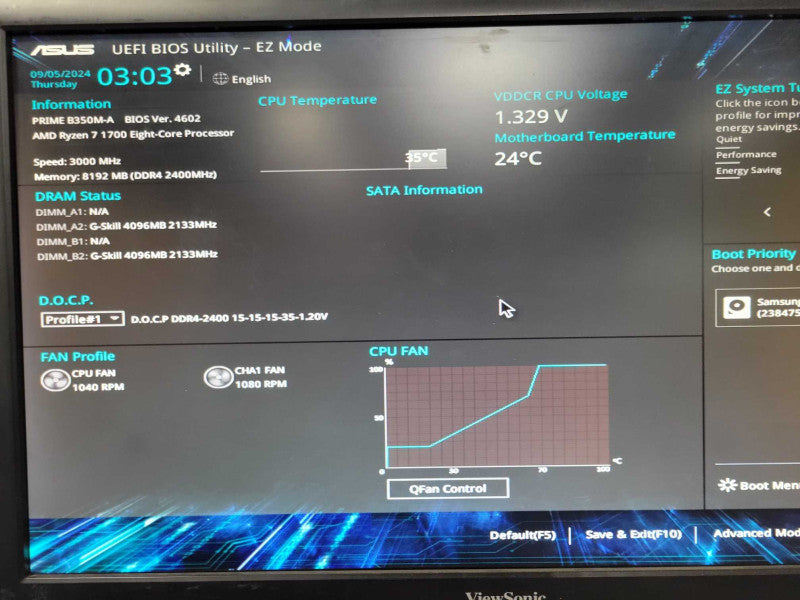 Custom Asus Prime B350M-A PC AMD Ryzen7 1700 8C, 8GB DDR4 RAM 250GB SSD SEE Q_