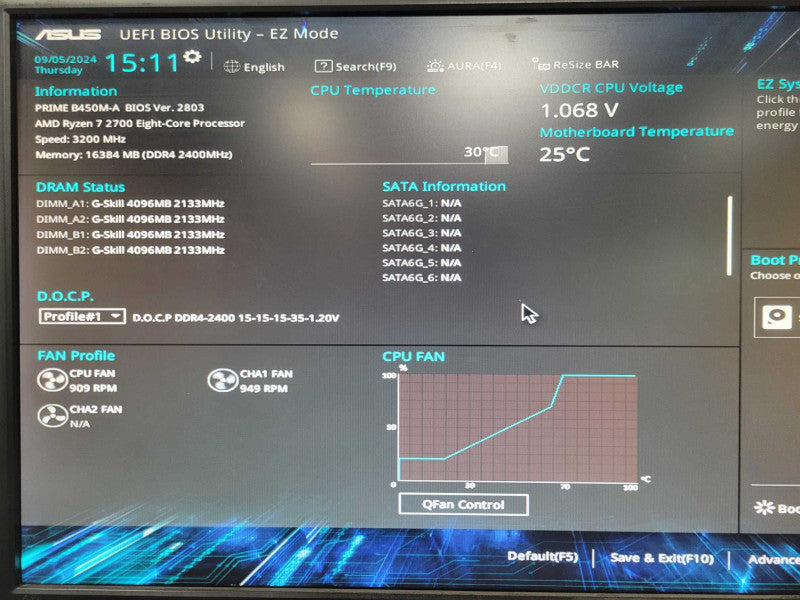 Custom Asus Prime B450M-A PC AMD Ryzen7 2700 8C, 16GB DDR4 RAM 250GB SSD SEE _