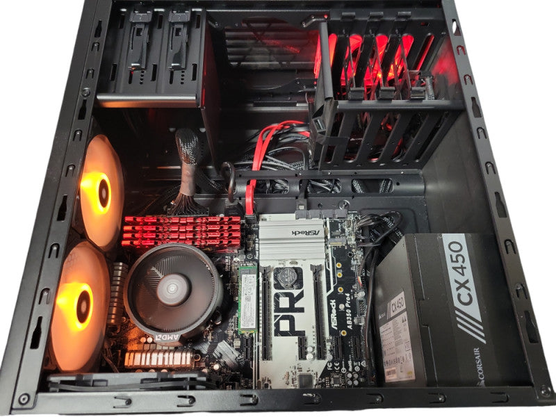 Custom AsRock AB350 Pro4 PC AMD Ryzen 5 1600X 6C, 16GB DDR4 RAM 250GB SSD SEE _