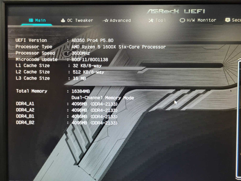 Custom AsRock AB350 Pro4 PC AMD Ryzen 5 1600X 6C, 16GB DDR4 RAM 250GB SSD SEE _