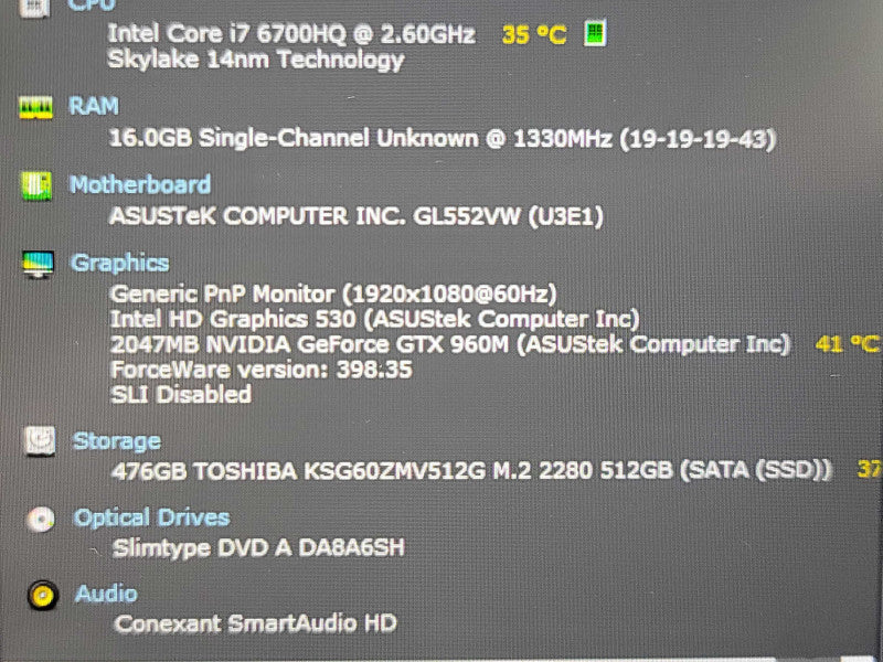 ASUS ROG GL552V 15.6" | i7-6700HQ| 16GB DDR4| GTX 960M| 512GB SSD  READ  β Lap200