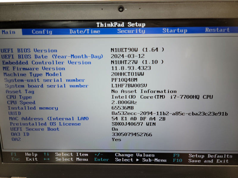 Lenovo ThinkPad P51 | i7-7700HQ @2.8GHz | 64GB DDR4 | 512GB SSD  Lap200