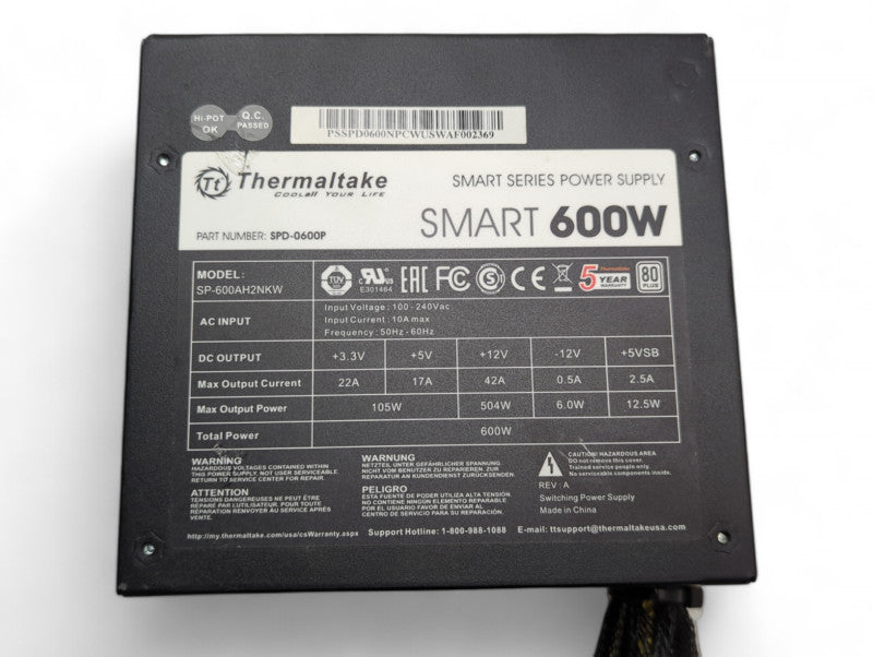 Thermaltake Smart 600W Computer Power Supply  Q-