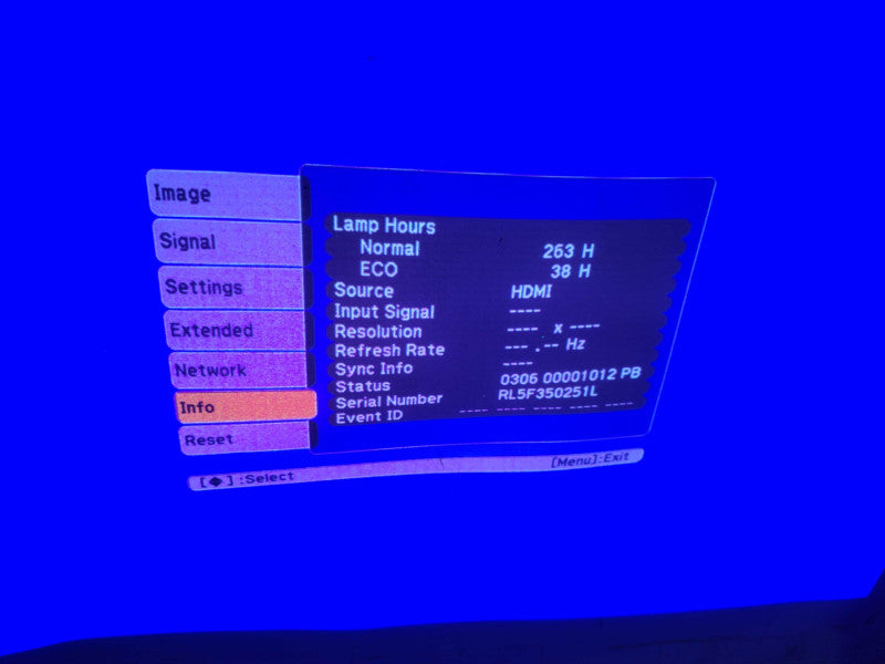 Epson PowerLite 1940W - H474A - WXGA 3LCD Projector | Lamp Hours 263 !