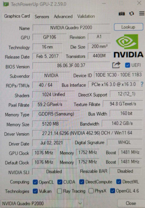 NVIDIA Quadro P2000 | 5GB Graphics Card | 4x DisplayPort _