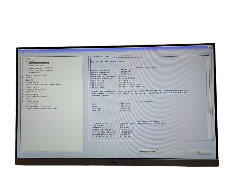 Dell OptiPlex 5070 SFF i7 - 9700 CPU @ 3.00GHz 16GB DDR4 Ram θ