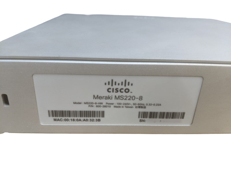 Unclaimed | Cisco Meraki MS220-8-HW | 8 Port Cloud Managed Switch