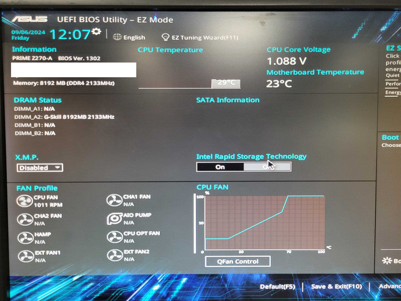 ASUS PRIME Z270-A LGA1151 Intel board 8GB DDR4 w/ CPU Fan, No IO Shield, SEE _