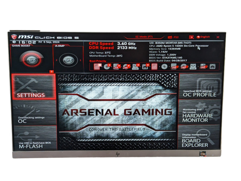 Custom PC MSI B350M Mortar with Ryzen 5 1600X 16GB REAM & 256GB SSD  -