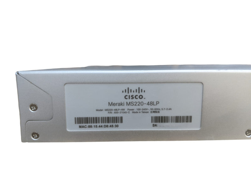 Cisco Meraki MS220-48LP-HW Cloud-Managed 48-Port PoE Gigabit Switch UNCLAIMED Q