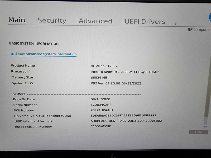 HP ZBook 17 G6 | Xeon E-2286M @2.4GHz | 64GB DDR4 | 256GB SSD |Quadro RTX5000  Lap200