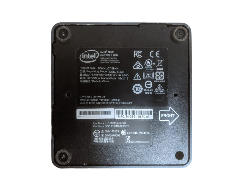 Intel BOXNUC7i5BNH | Intel i5-7260U | 8GB DDR4 | No HDD