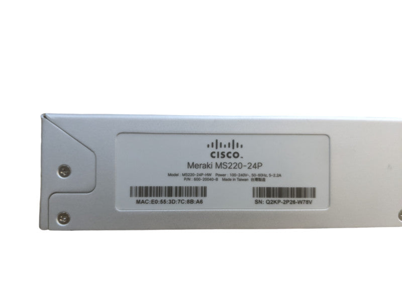 CISCO Meraki MS220-24P 24 Port Cloud Managed Switch with Rack Ears Unclaimed Q