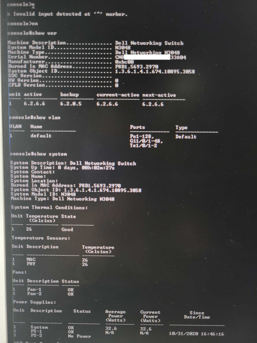 Dell Networking N3048 48-Port Gigabit Non-PoE Network Switch 1x Power Supply _