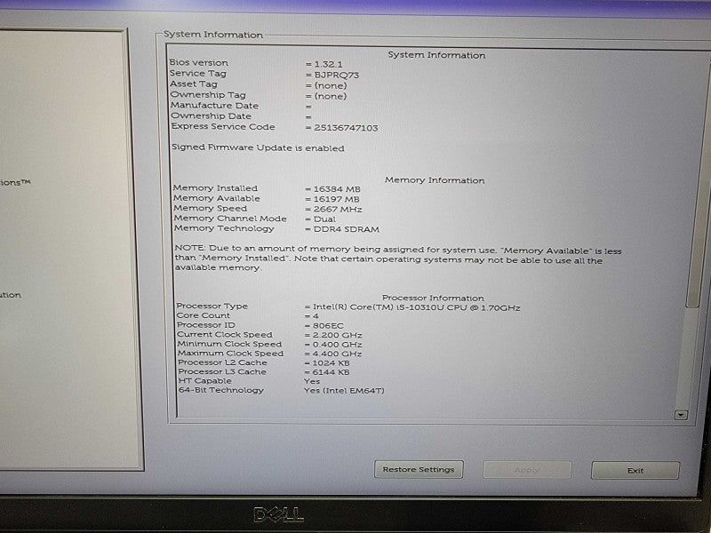 Dell Latitude 7410 | i5-10310U @1.7GHz | 16GB DDR4 | 256GB SSD  Lap200