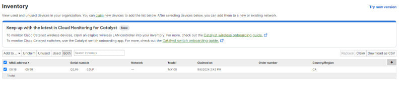 Cisco ‎Meraki MX100-HW Meraki Cloud Managed Security Appliance, UNCLAIMED
