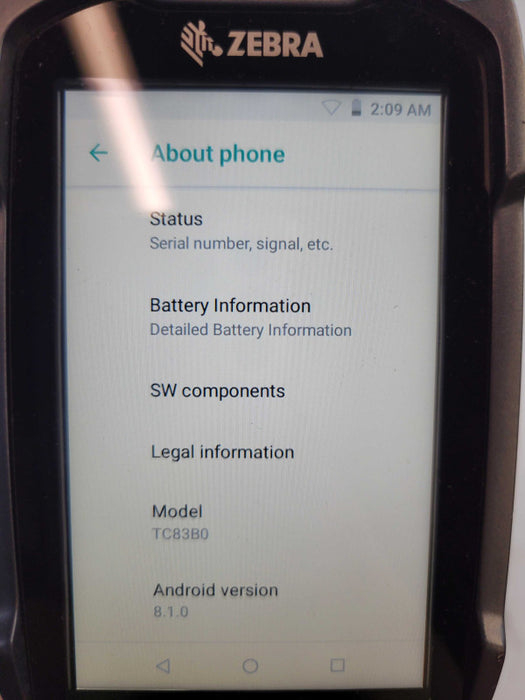 Zebra TC8380 ANDROID BARCODE SCANNER %