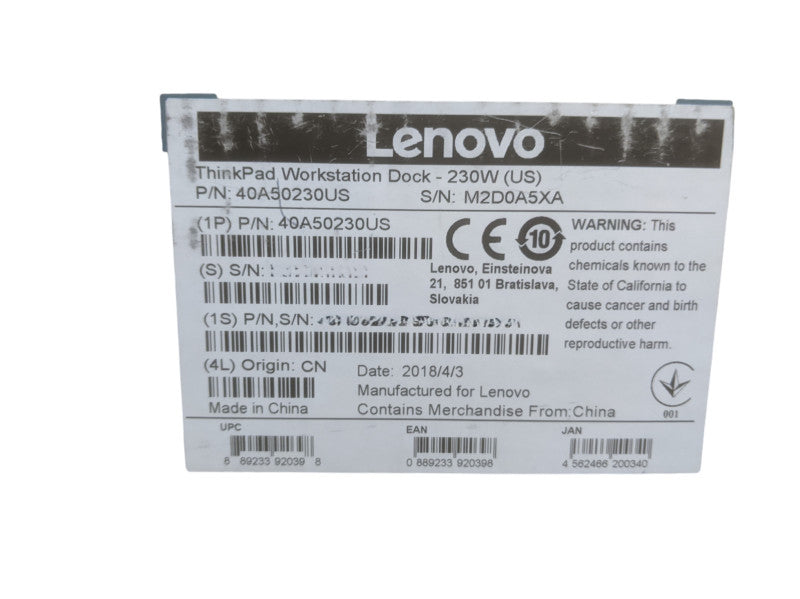 Lenovo 40A5 ThinkPad Workstation Dock 230W | New - Open Box